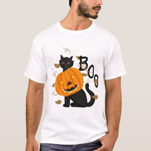 Halloween schwarze Katze Boo T-Shirt