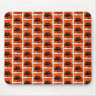 Halloween-Schwarze-Katze-Cartoon-Mauspad Mousepad