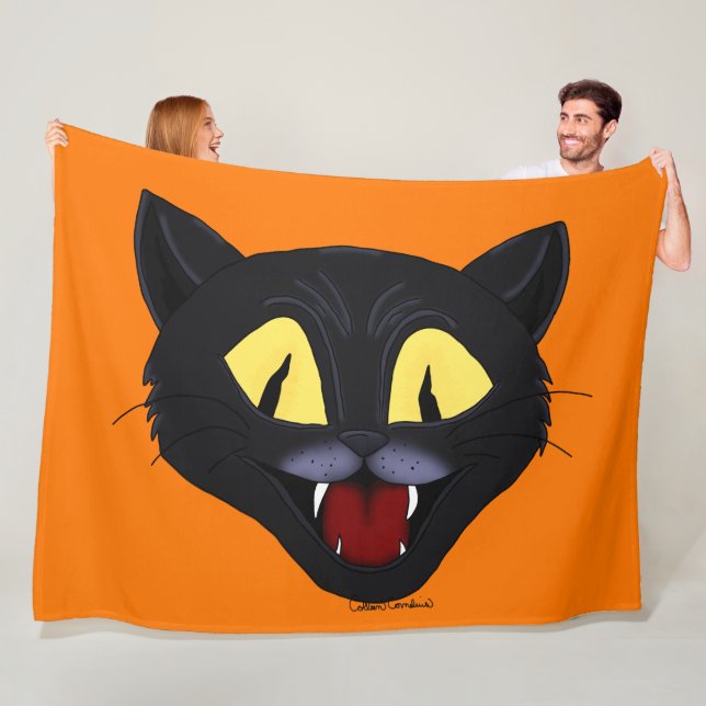 Halloween schwarze Katze Fleecedecke (Beispiel)