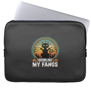 Halloween-Schwarze-Katze-Fletscht-Meine-Eckzähne-R Laptopschutzhülle
