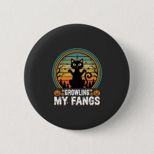 Halloween schwarze Katze fletscht meine Zähne Retr Button