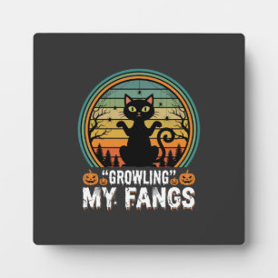 Halloween schwarze Katze fletscht meine Zähne Retr Fotoplatte
