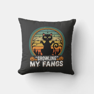 Halloween schwarze Katze fletscht meine Zähne Retr Kissen