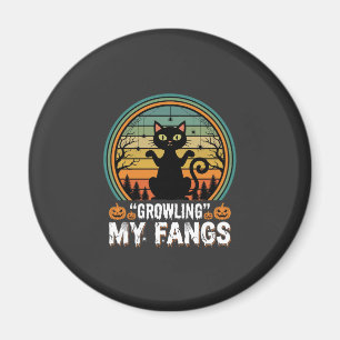 Halloween schwarze Katze fletscht meine Zähne Retr Magnet