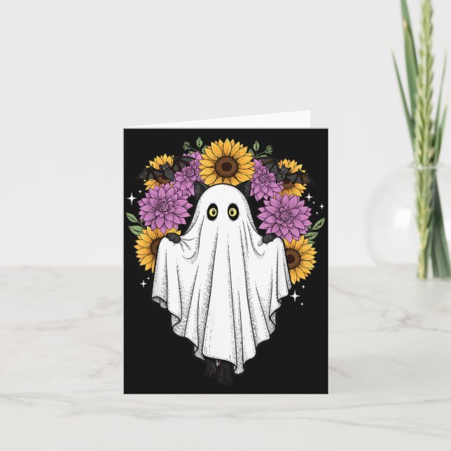 Halloween schwarze Katze Geist Regner Fledermaus F Karte (Vorderseite)