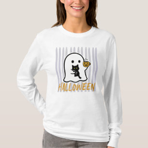 Halloween schwarze Katze & Geist T-Shirt