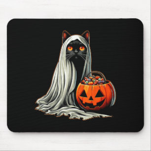 Halloween-Schwarze-Katze-Geister-Kostüm-Kürbis 1 Mousepad