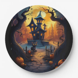 Halloween/Schwarze Katze/Hexe/Zauberkünstlerisches Pappteller