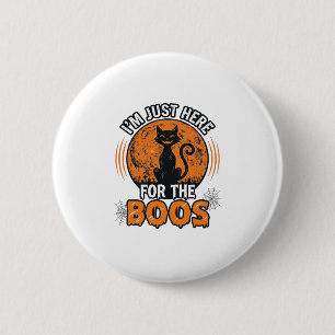 Halloween-Schwarze Katze hier für die Buh Vintage- Button
