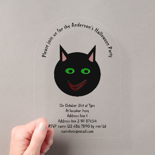 Halloween-Schwarze Katze individuell anpassbar Acryleinladungen