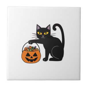 Halloween schwarze Katze Jack O' Lantern Kürbis Sü Fliese