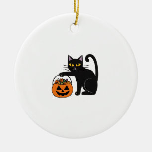 Halloween schwarze Katze Jack O' Lantern Kürbis Sü Keramik Ornament