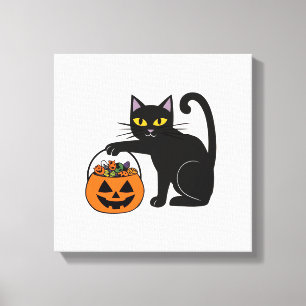 Halloween schwarze Katze Jack O' Lantern Kürbis Sü Leinwanddruck