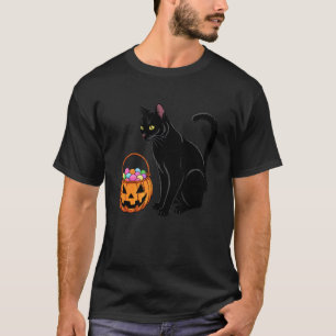 Halloween schwarze Katze Jack O' Lantern Kürbis Sü T-Shirt