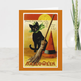 Halloween-Schwarze Katze Karte