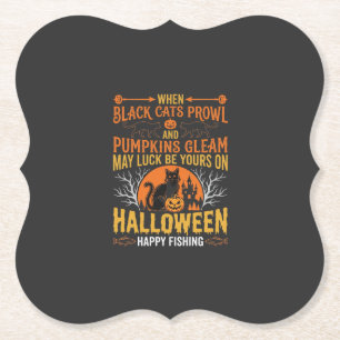 Halloween-Schwarze-Katze-Kürbis-glückliches-Angeln Untersetzer