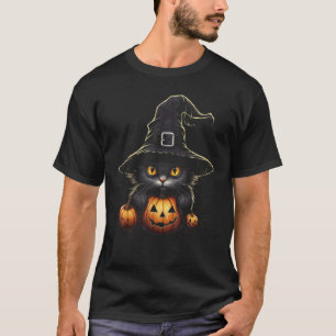 Halloween schwarze Katze Kürbis Herbst Herbst Grus T-Shirt