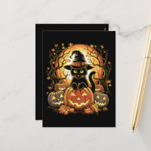 Halloween schwarze Katze Kürbis Hexenkatze Gruseli Feiertagspostkarte