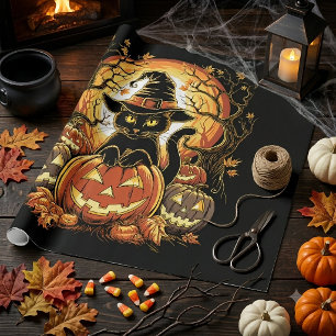 Halloween schwarze Katze Kürbis Hexenkatze Gruseli Geschenkpapier