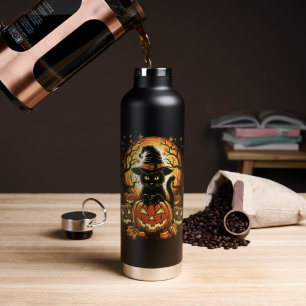 Halloween schwarze Katze Kürbis Hexenkatze Gruseli Trinkflasche