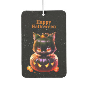 Halloween schwarze Katze Kürbis Horror Gruselig Autolufterfrischer