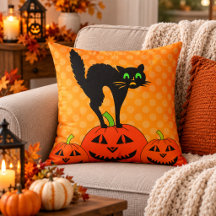 Halloween-Schwarze-Katze-Kürbis-Jack O' Lantern