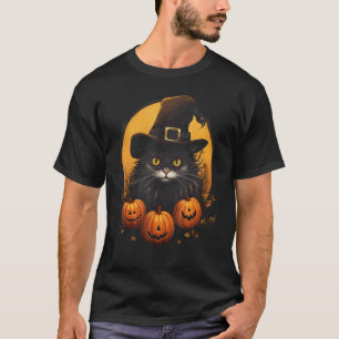 Halloween-Schwarze-Katze-Kürbis-Kostüm Gruselige H T-Shirt