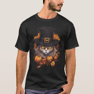Halloween-Schwarze-Katze-Kürbis-Kostüm Gruseliges T-Shirt