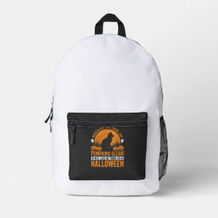 Halloween schwarze Katze Kürbis Mond Design_1 Bedruckter Rucksack