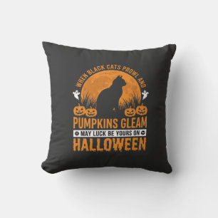 Halloween-Schwarze-Katze-Kürbis-Mond-Design_1 Kissen
