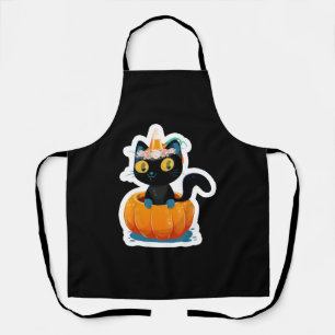 Halloween-Schwarze-Katze-Kürbis Schürze