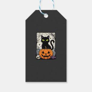 Halloween-Schwarze-Katze-Kürbis-Vektorgrafik Geschenkanhänger