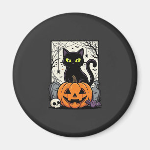Halloween-Schwarze-Katze-Kürbis-Vektorgrafik Magnet