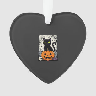 Halloween-Schwarze-Katze-Kürbis-Vektorgrafik Ornament