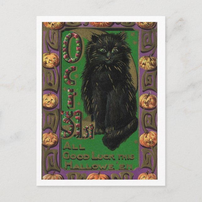 Halloween-Schwarze-Katze-Mäuse-Maus-Postkarte Postkarte (Vorderseite)