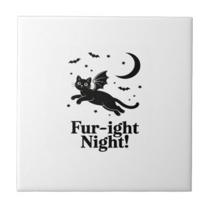 Halloween schwarze Katze mit Fledermausflügeln Gra Fliese