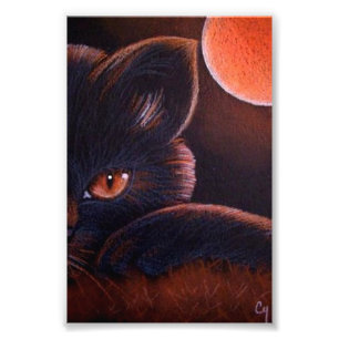 HALLOWEEN SCHWARZE KATZE MIT ORANGEM MOND 10 CM X FOTODRUCK