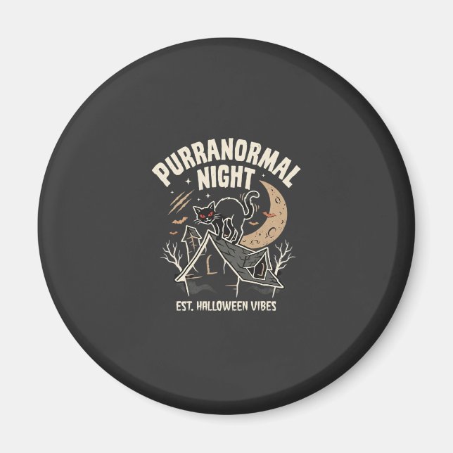 Halloween-Schwarze-Katze-Mond (2) Magnet (Vorne)