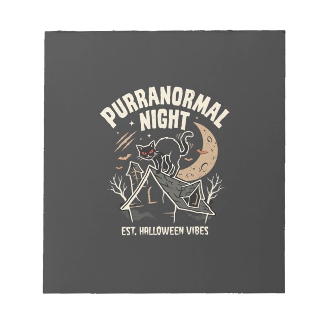 Halloween-Schwarze-Katze-Mond (2) Notizblock (Vorderseite)