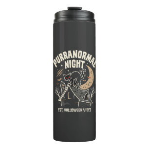 Halloween-Schwarze Katze Mond (2) Thermosbecher