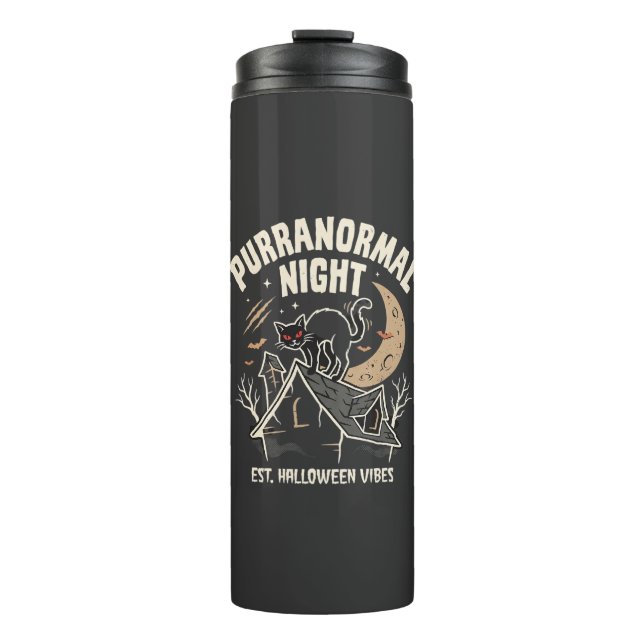Halloween-Schwarze Katze Mond (2) Thermosbecher (Vorderseite)