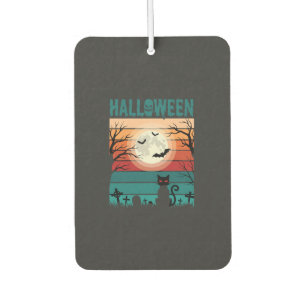 Halloween schwarze Katze Mond Friedhof Retro-Vekto Autolufterfrischer