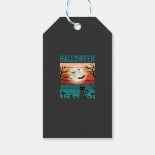 Halloween schwarze Katze Mond Friedhof Retro-Vekto Geschenkanhänger