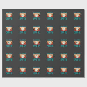 Halloween schwarze Katze Mond Friedhof Retro-Vekto Geschenkpapier