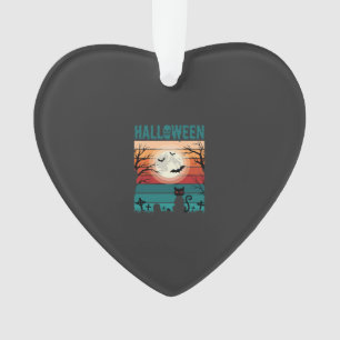 Halloween schwarze Katze Mond Friedhof Retro-Vekto Ornament