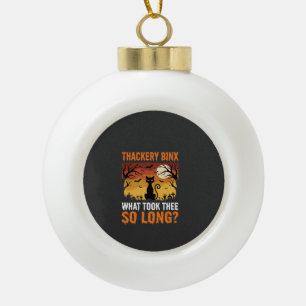 Halloween-Schwarze-Katze-Mond-Friedhof-Zitat-Desig Keramik Kugel-Ornament