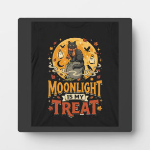 Halloween-Schwarze-Katze-Mond-Magie Fotoplatte