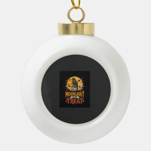 Halloween-Schwarze-Katze-Mond-Magie Keramik Kugel-Ornament