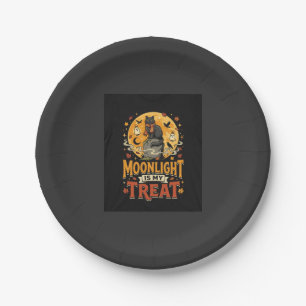 Halloween-Schwarze-Katze-Mond-Magie Pappteller