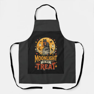 Halloween-Schwarze-Katze-Mond-Magie Schürze